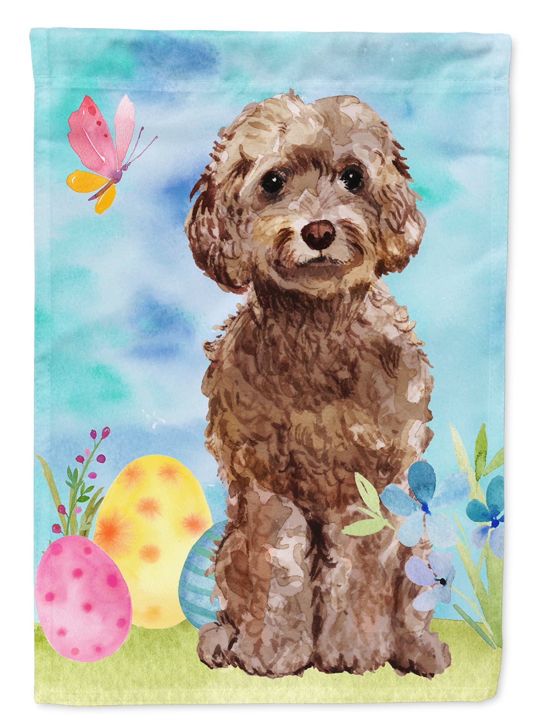 BB9619CHF Brown Cockapoo Easter Flag Canvas - House Size