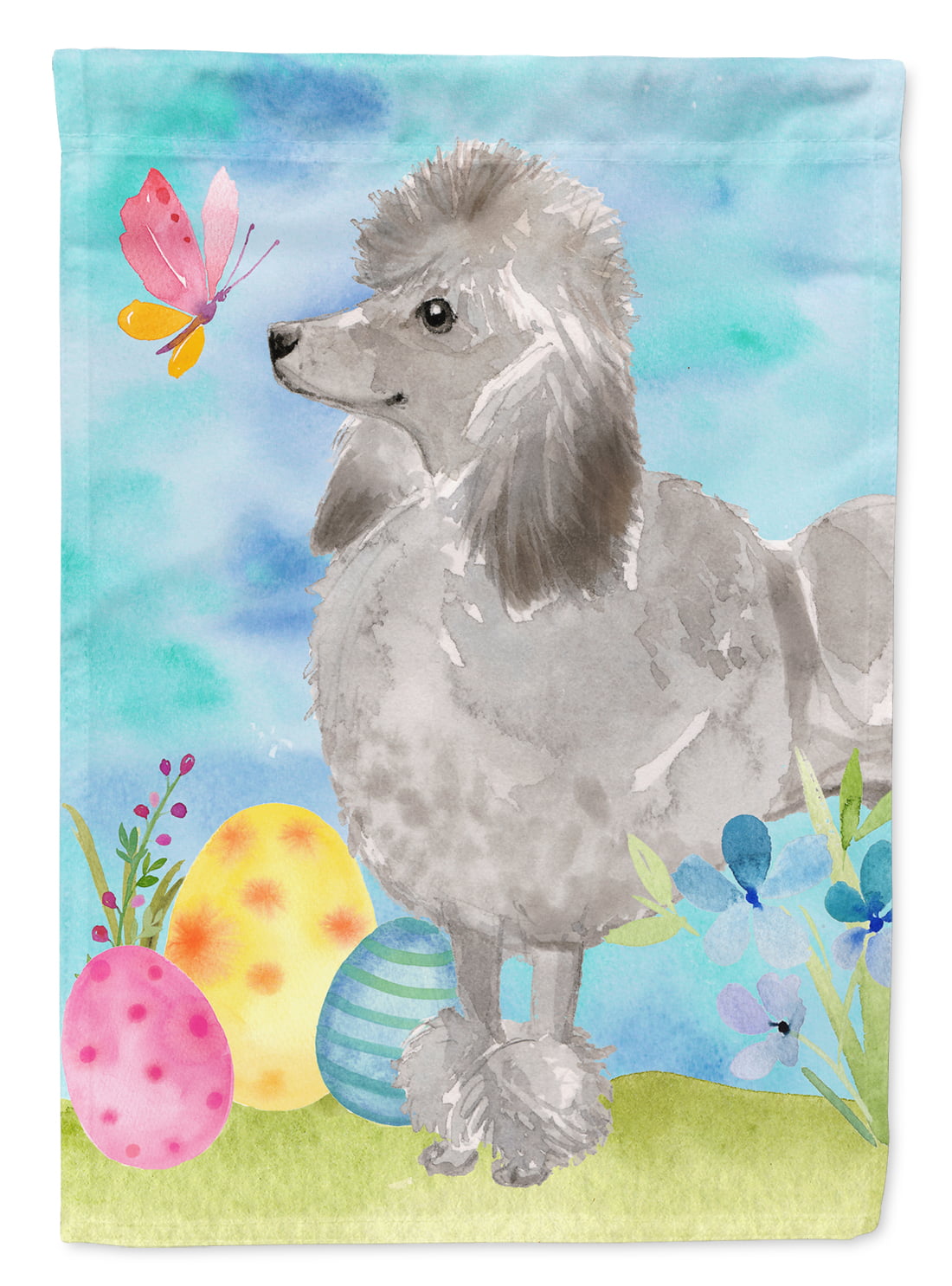 BB9629CHF Grey Standard Poodle Easter Flag Canvas - House Size