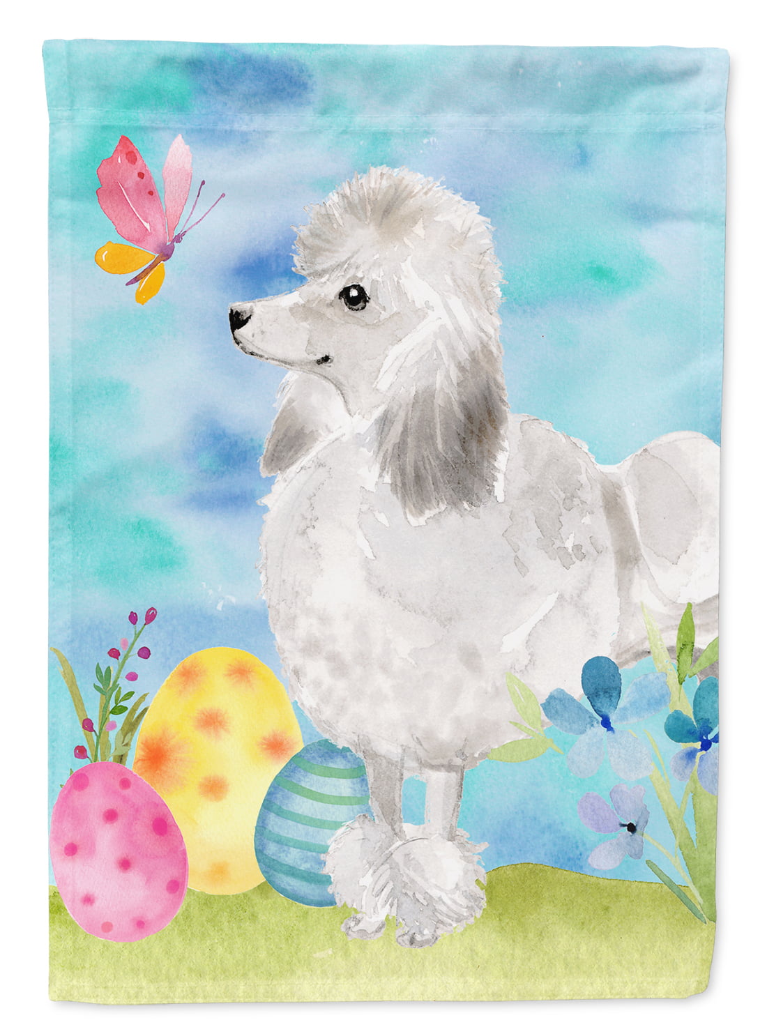 BB9630CHF White Standard Poodle Easter Flag Canvas - House Size