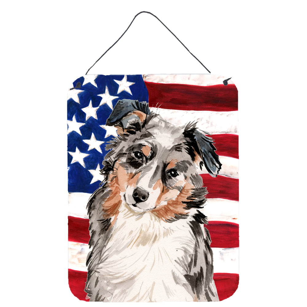 Picture of Carolines Treasures BB9362DS1216 Australian Shepherd Patriotic Wall or Door Hanging Prints