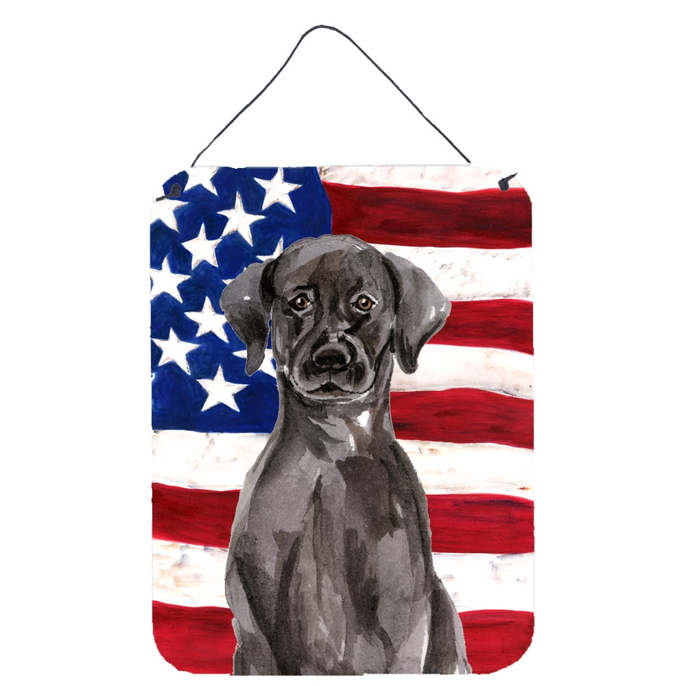 Picture of Carolines Treasures BB9363DS1216 Black Labrador Patriotic Wall or Door Hanging Prints