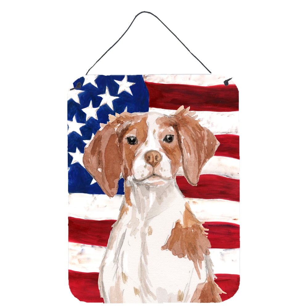 Picture of Carolines Treasures BB9364DS1216 Brittany Spaniel Patriotic Wall or Door Hanging Prints