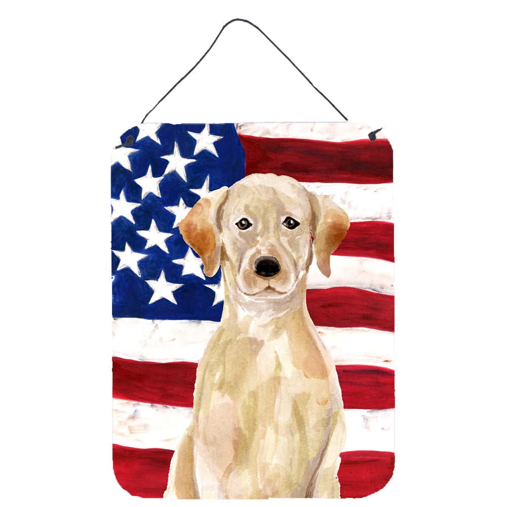 Picture of Carolines Treasures BB9366DS1216 Yellow Labrador Patriotic Wall or Door Hanging Prints