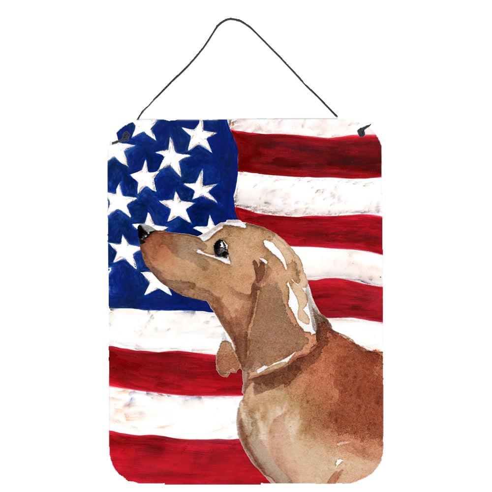 Picture of Carolines Treasures BB9371DS1216 Red Tan Dachshund Patriotic Wall or Door Hanging Prints
