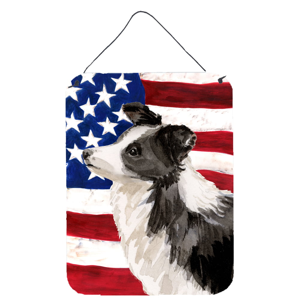 Picture of Carolines Treasures BB9373DS1216 Border Collie Patriotic Wall or Door Hanging Prints