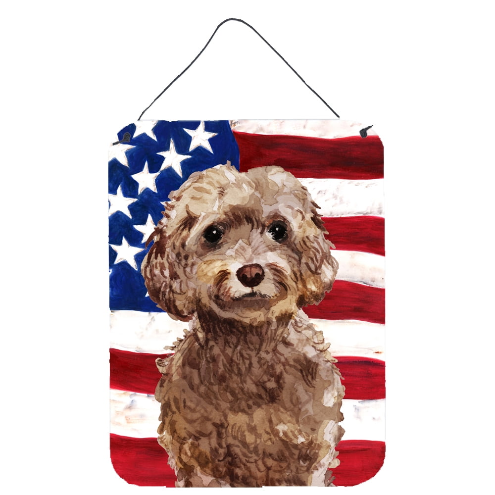 Picture of Carolines Treasures BB9374DS1216 Brown Cockapoo Patriotic Wall or Door Hanging Prints