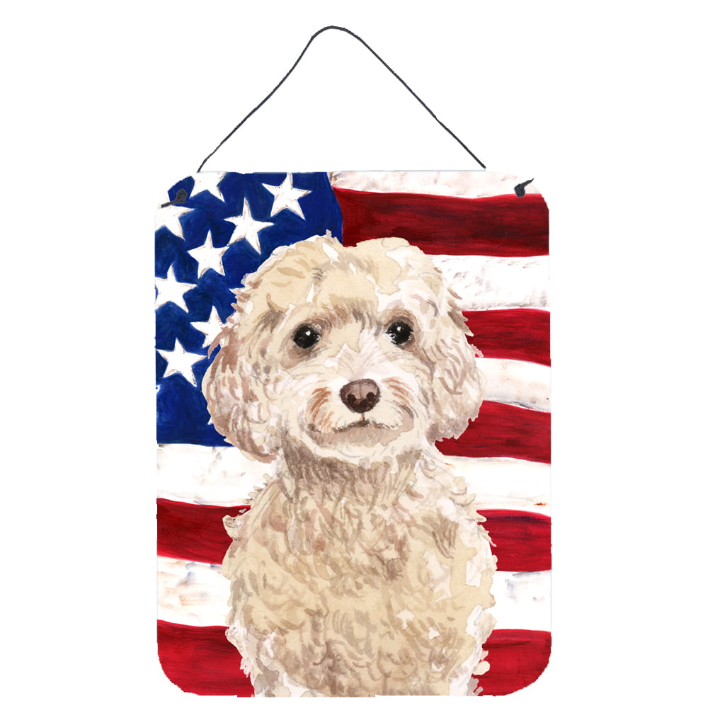 Picture of Carolines Treasures BB9375DS1216 Champagne Cockapoo Patriotic Wall or Door Hanging Prints