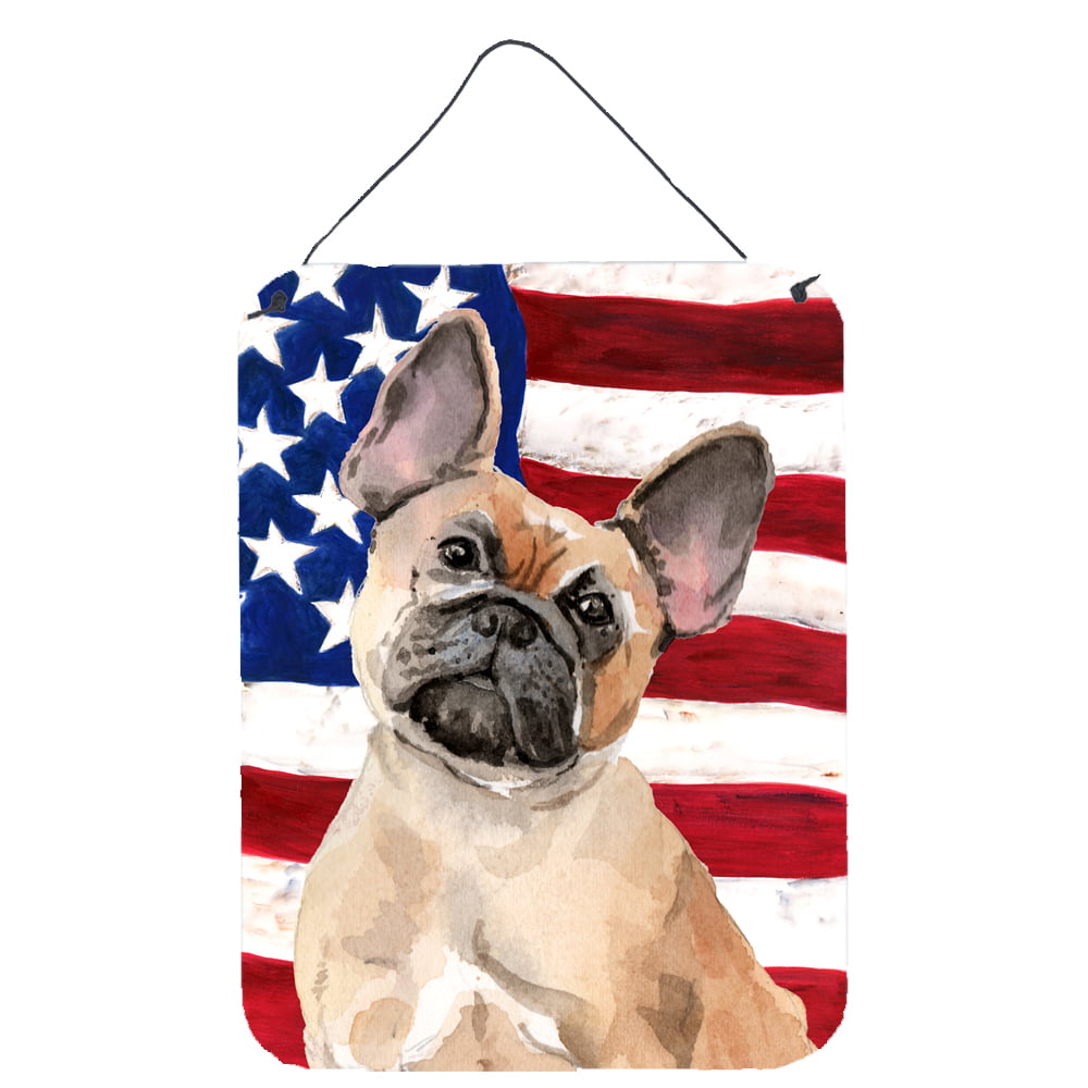 Picture of Carolines Treasures BB9382DS1216 Fawn French Bulldog Patriotic Wall or Door Hanging Prints