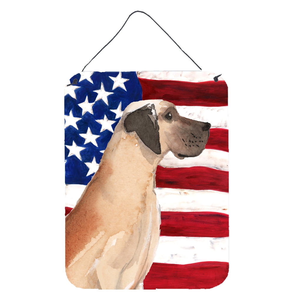 Picture of Carolines Treasures BB9384DS1216 Fawn Natural Great Dane Patriotic Wall or Door Hanging Prints