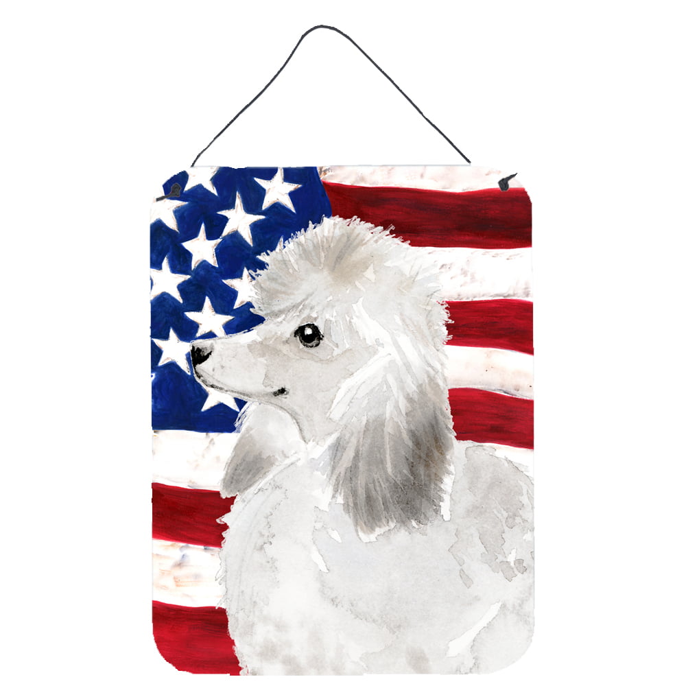 White Standard Poodle Patriotic Wall or Door Hanging Prints