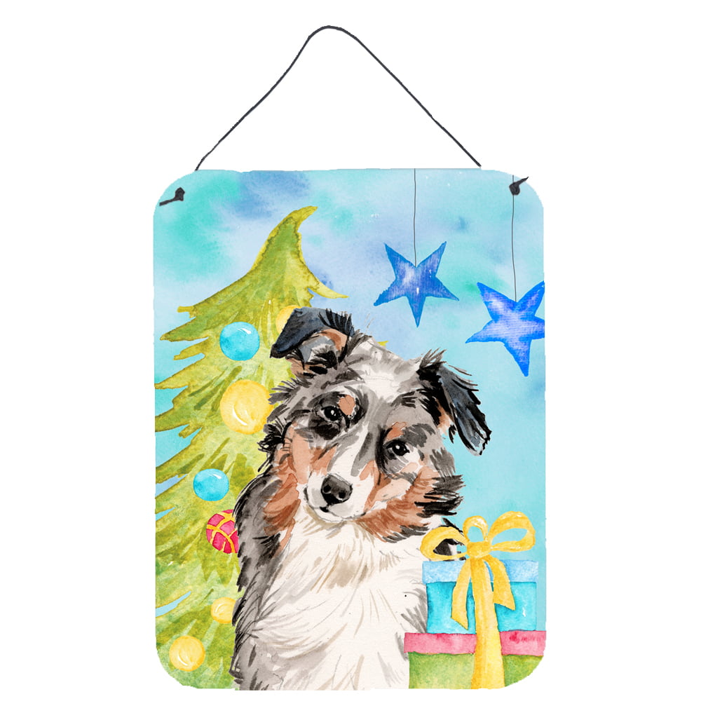 Picture of Carolines Treasures BB9397DS1216 Australian Shepherd Christmas Wall or Door Hanging Prints
