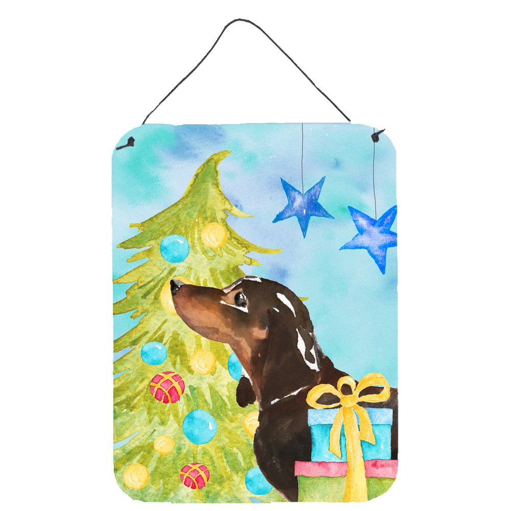 Black and Tan Dachshund Christmas Wall or Door Hanging Prints