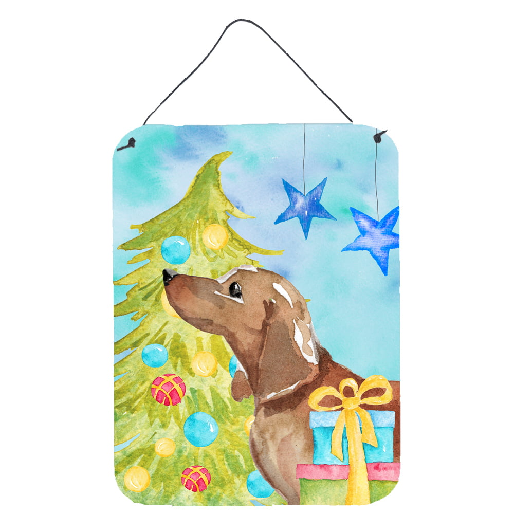 Picture of Carolines Treasures BB9406DS1216 Red Tan Dachshund Christmas Wall or Door Hanging Prints