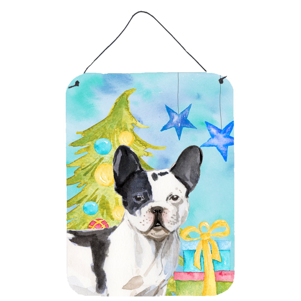Picture of Carolines Treasures BB9407DS1216 Black White French Bulldog Christmas Wall or Door Hanging Prints