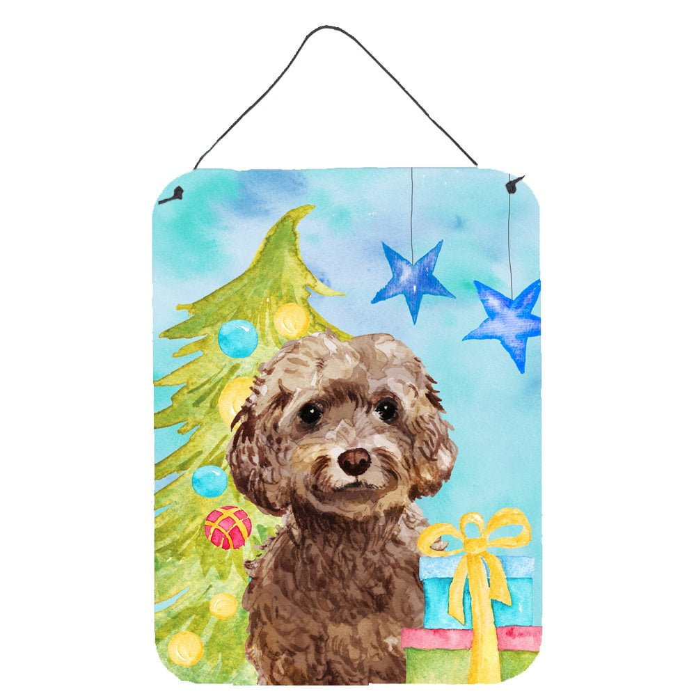 Picture of Carolines Treasures BB9409DS1216 Brown Cockapoo Christmas Wall or Door Hanging Prints