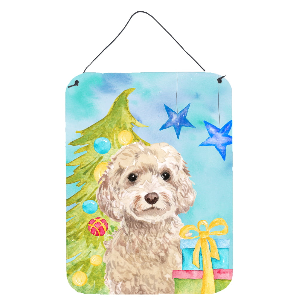 Champagne Cockapoo Christmas Wall or Door Hanging Prints