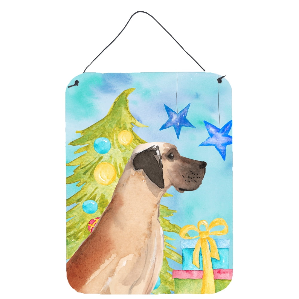 Picture of Carolines Treasures BB9419DS1216 Fawn Natural Great Dane Christmas Wall or Door Hanging Prints