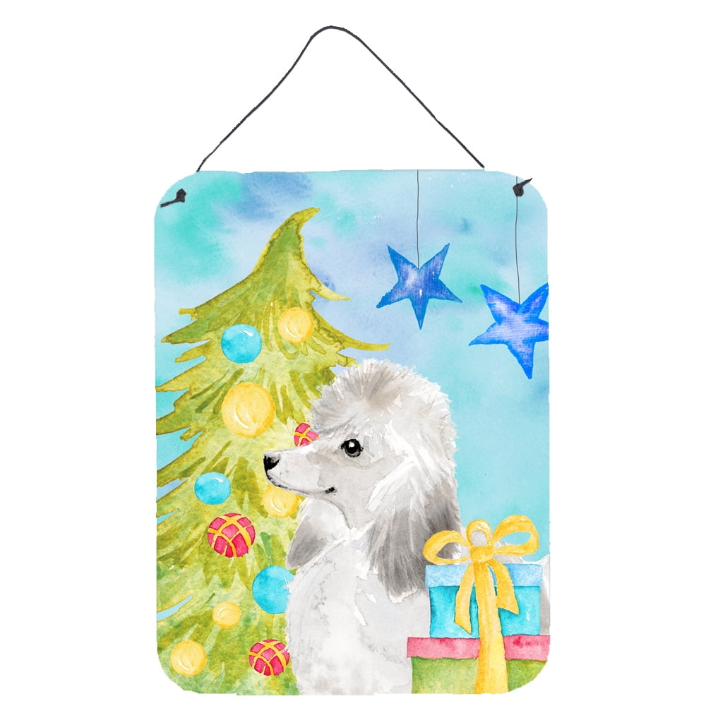 Picture of Carolines Treasures BB9421DS1216 White Standard Poodle Christmas Wall or Door Hanging Prints