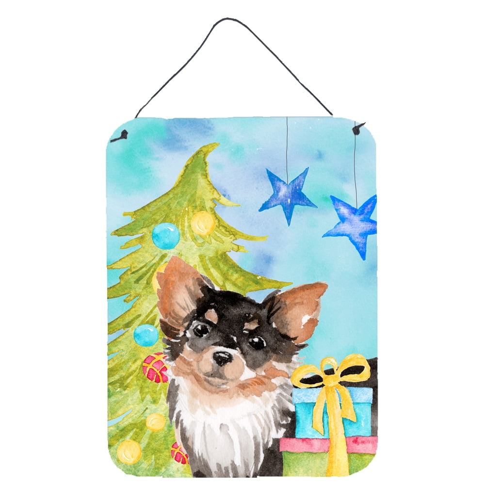 Picture of Carolines Treasures BB9424DS1216 Long Haired Chihuahua Christmas Wall or Door Hanging Prints