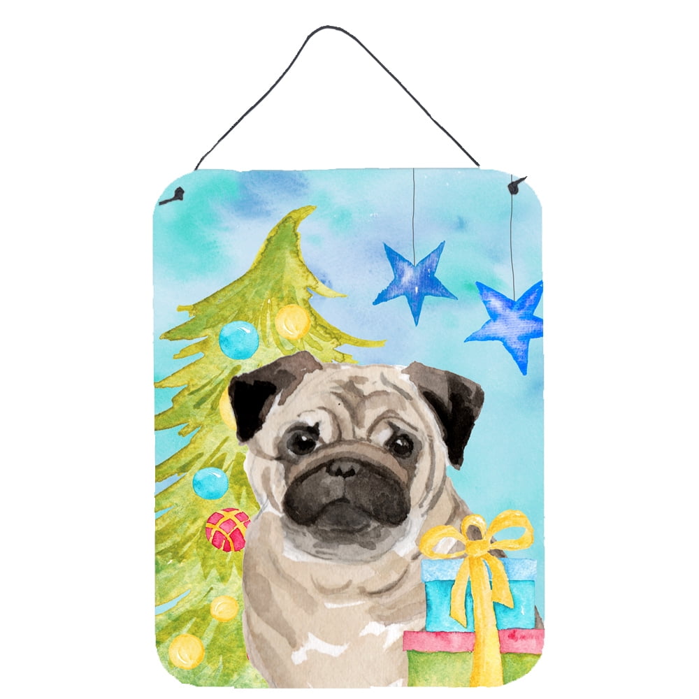 Picture of Carolines Treasures BB9426DS1216 Fawn Pug Christmas Wall or Door Hanging Prints