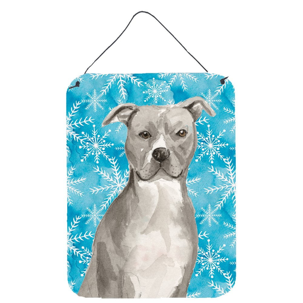 Staffordshire Bull Terrier Winter Wall or Door Hanging Prints