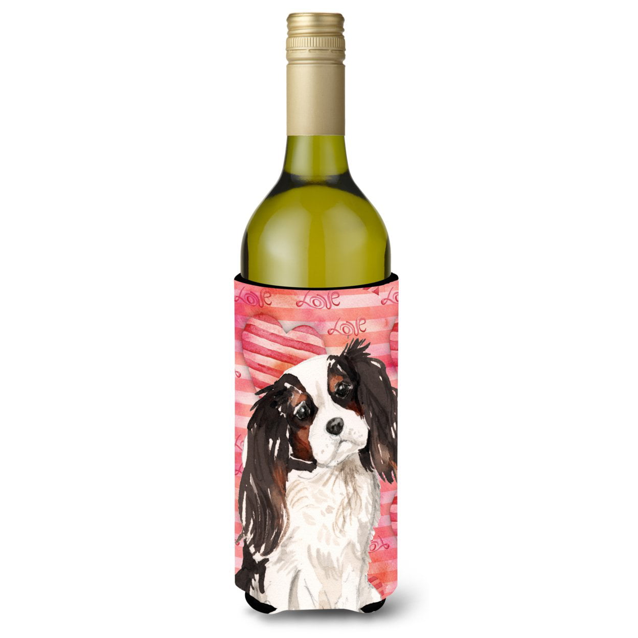Tricolor Cavalier Spaniel Love Wine Bottle Beverge Insulator Hugger