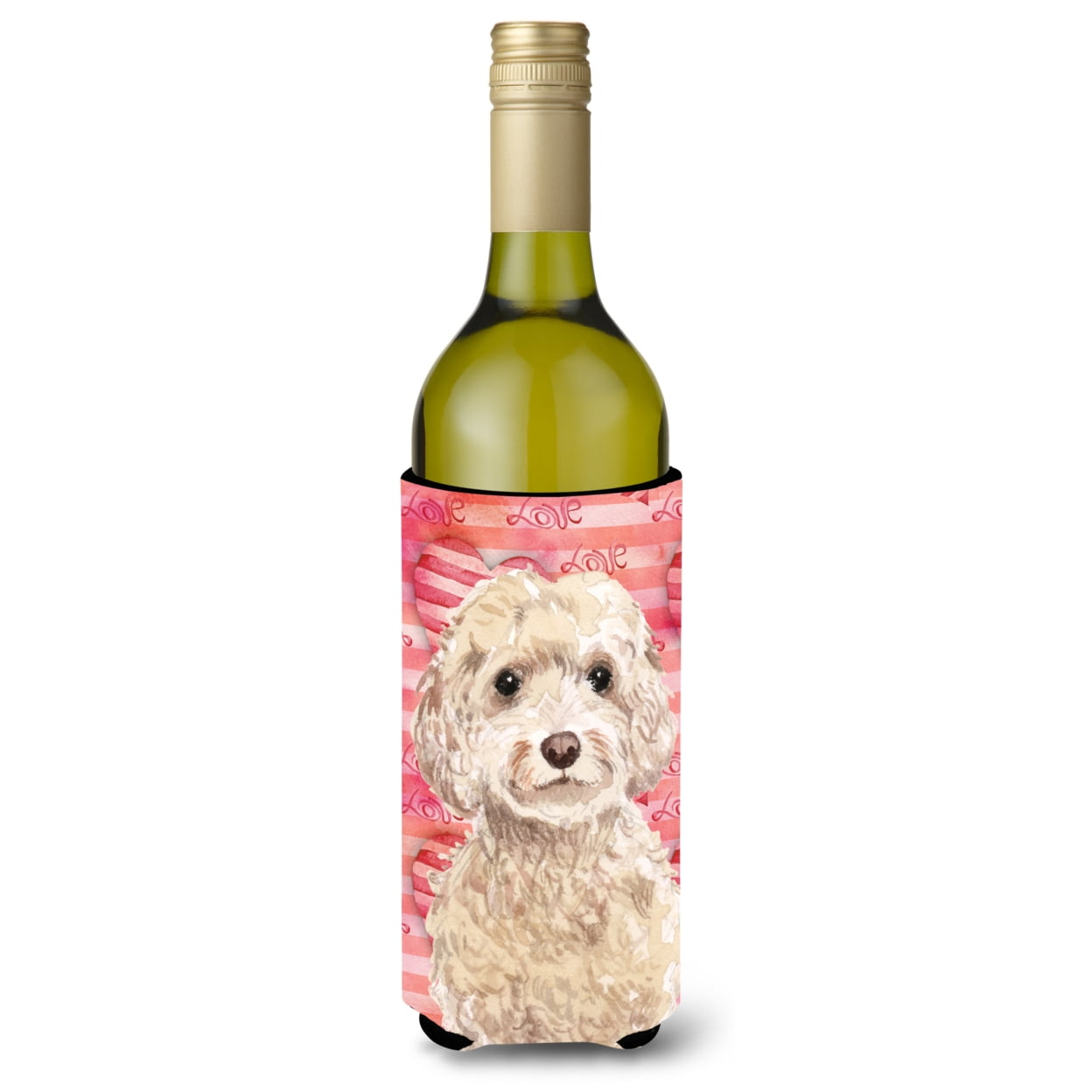 Champagne Cockapoo Love Wine Bottle Beverge Insulator Hugger