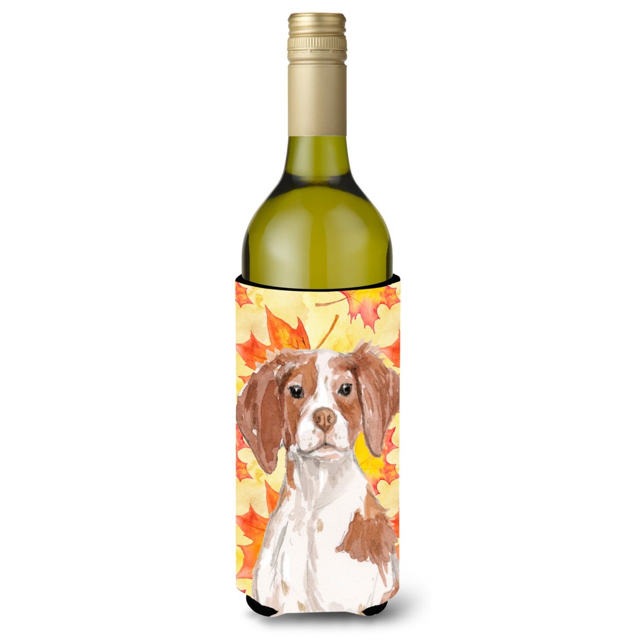 BB9504LITERK Brittany Spaniel Fall Wine Bottle Beverge Insulator Hugger