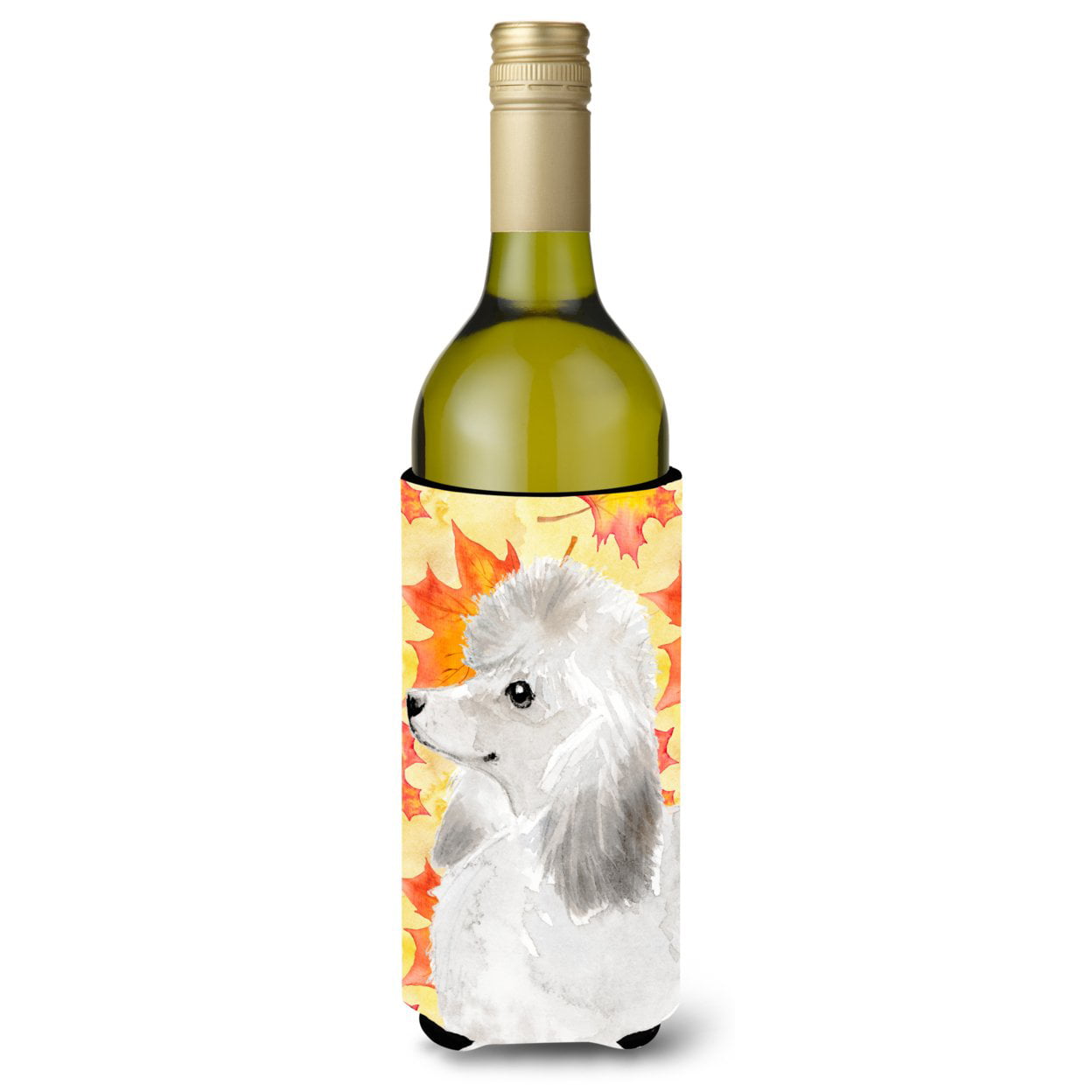 Picture of Carolines Treasures BB9526LITERK White Standard Poodle Fall Wine Bottle Beverge Insulator Hugger