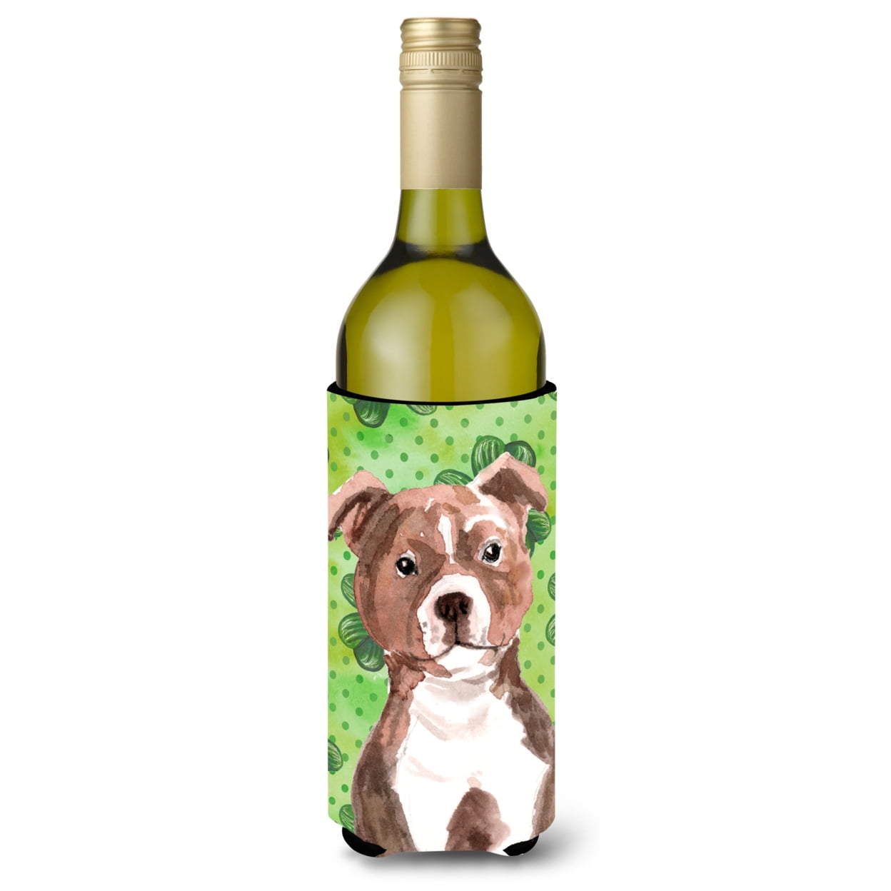 Red Staffie Bull Terrier St. Patricks Wine Bottle Beverge Insulator Hugger