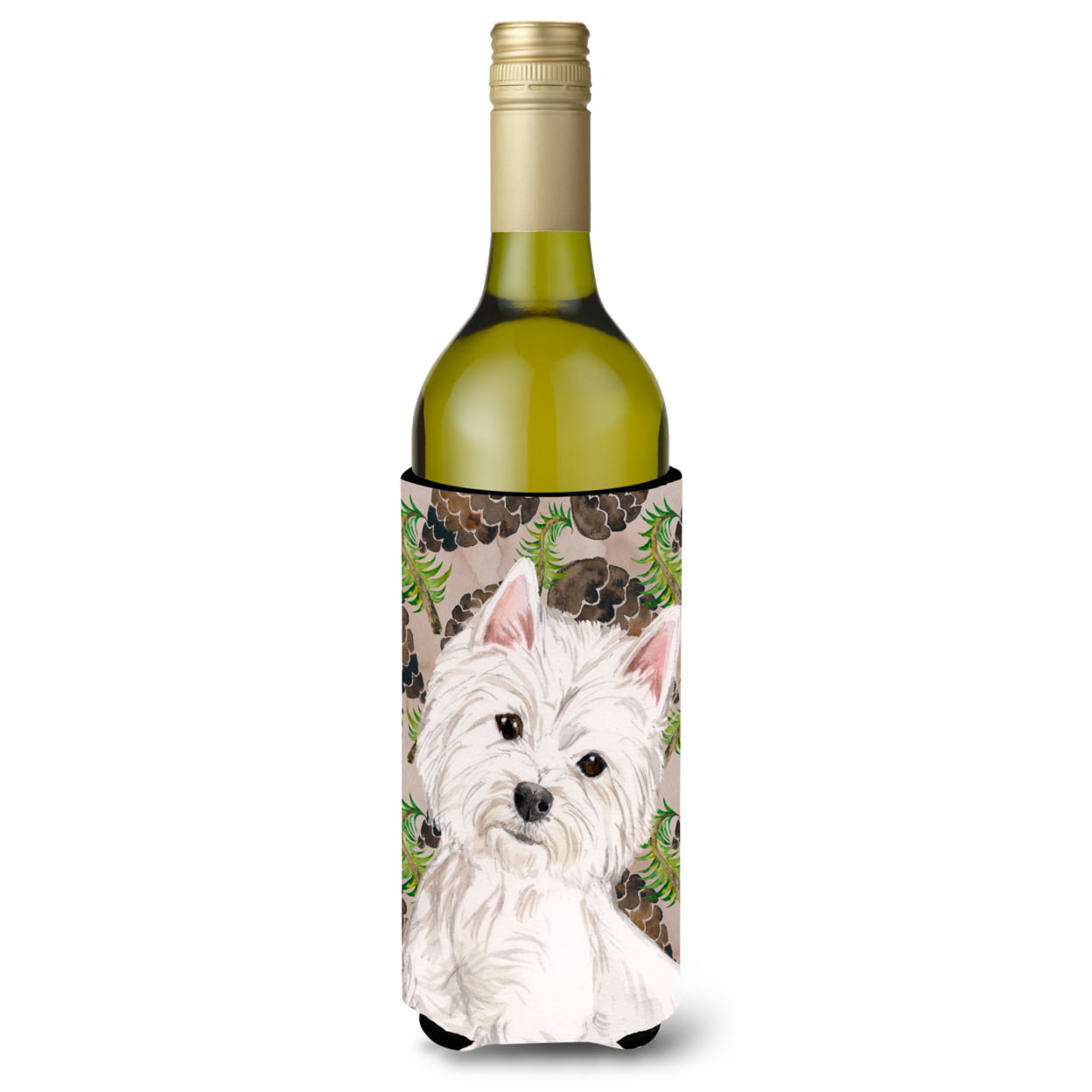 Westie Pine Cones Wine Bottle Beverge Insulator Hugger