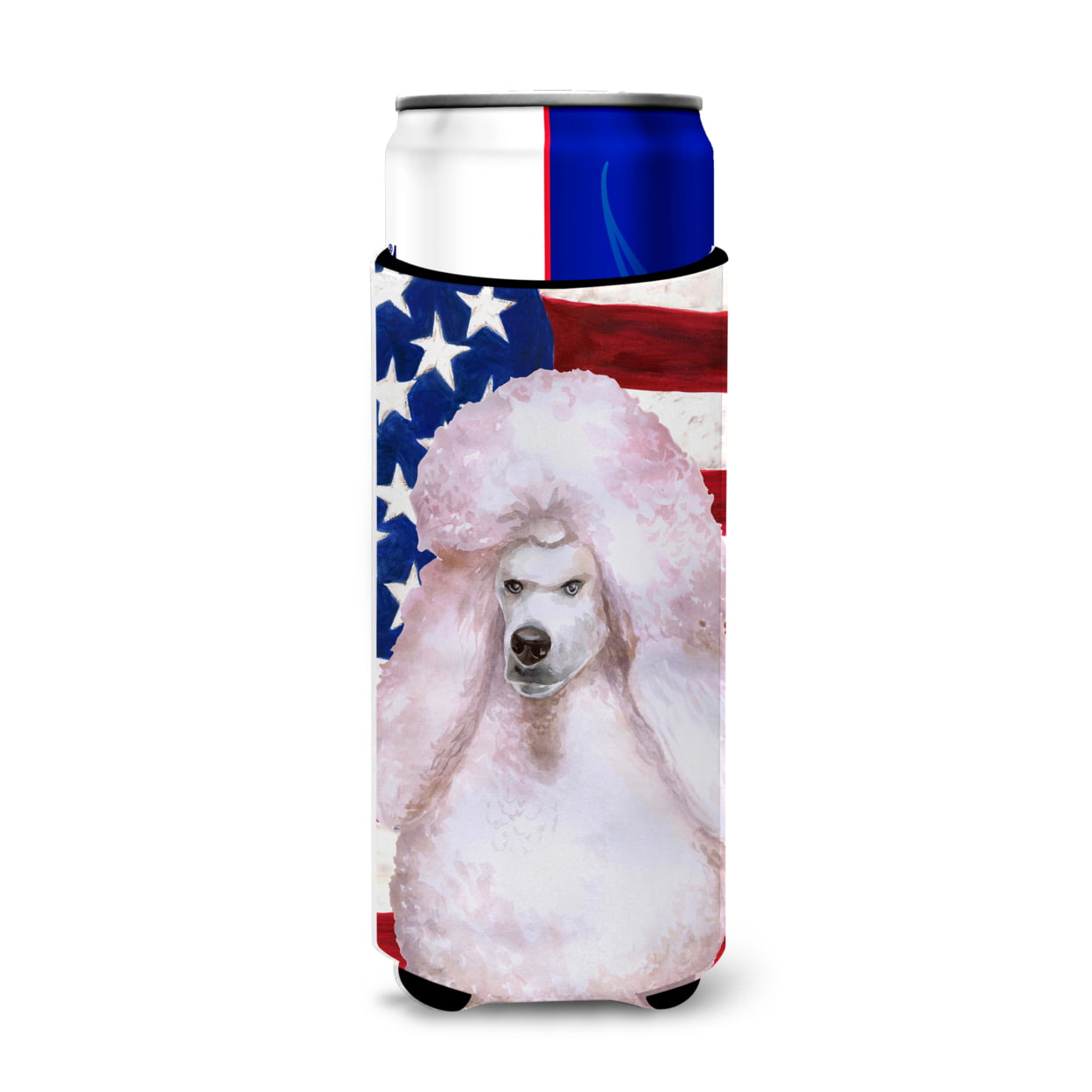 White Standard Poodle Patriotic Michelob Ultra Hugger for Slim Cans