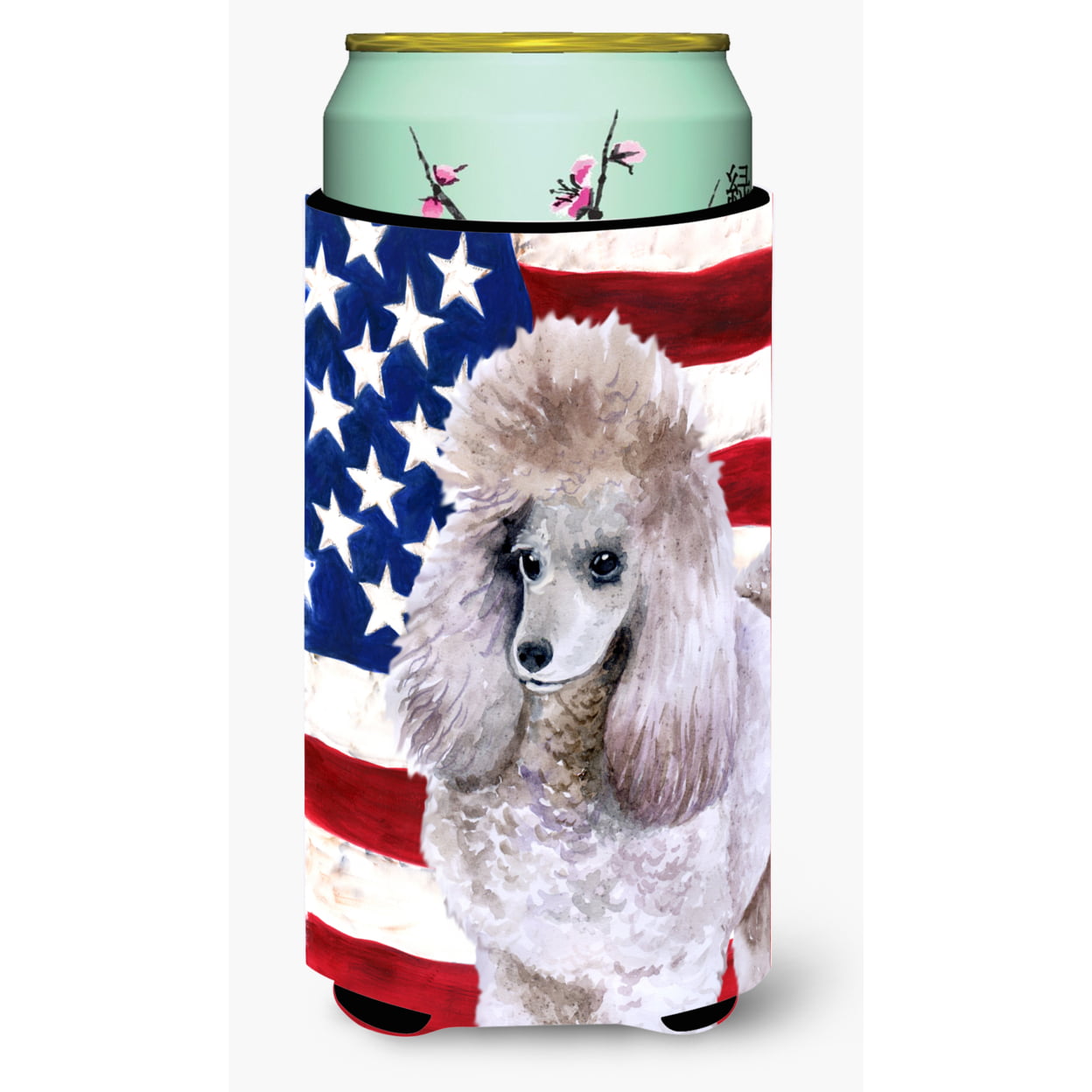 Poodle Patriotic Tall Boy Beverage Insulator Hugger