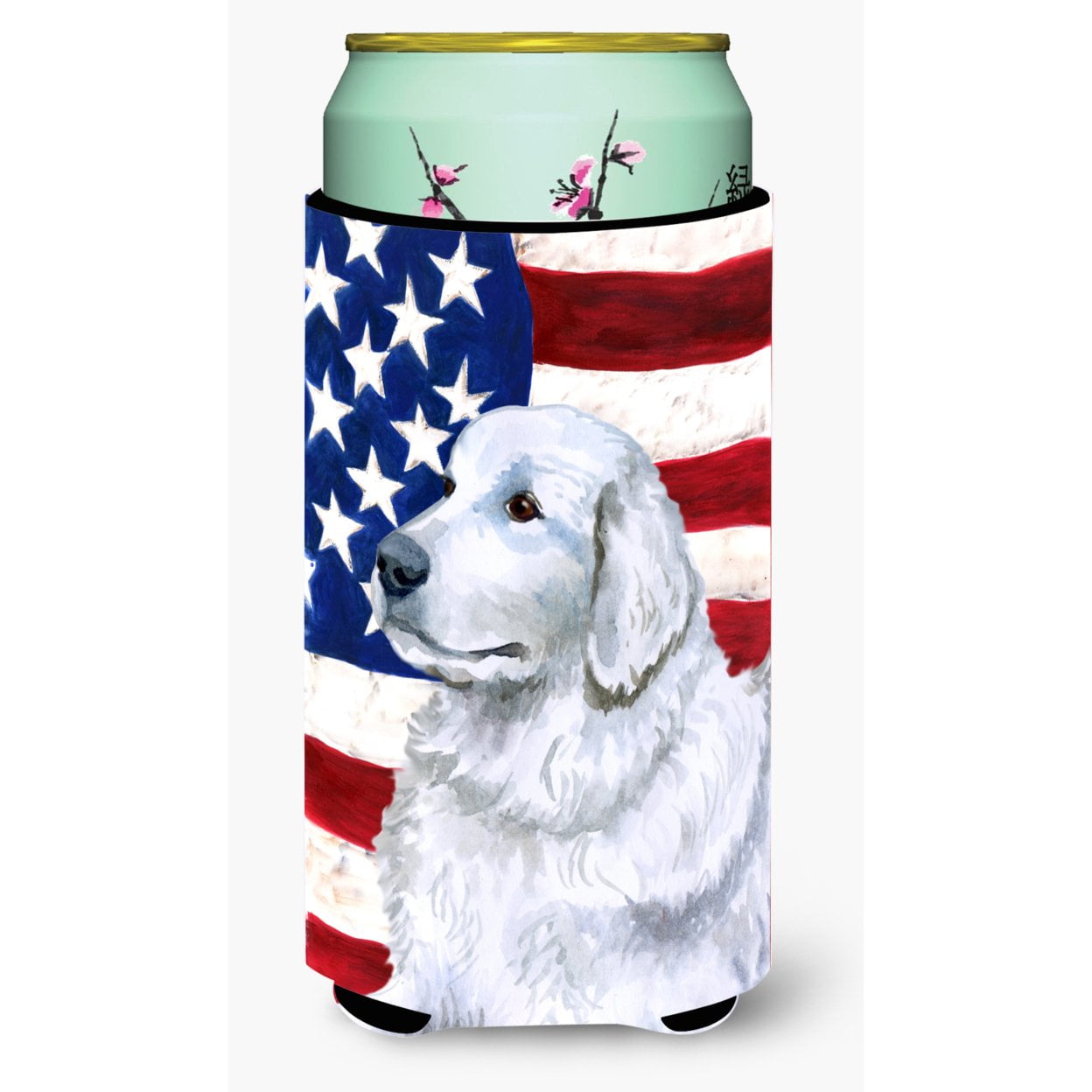 Maremma Sheepdog Patriotic Tall Boy Beverage Insulator Hugger