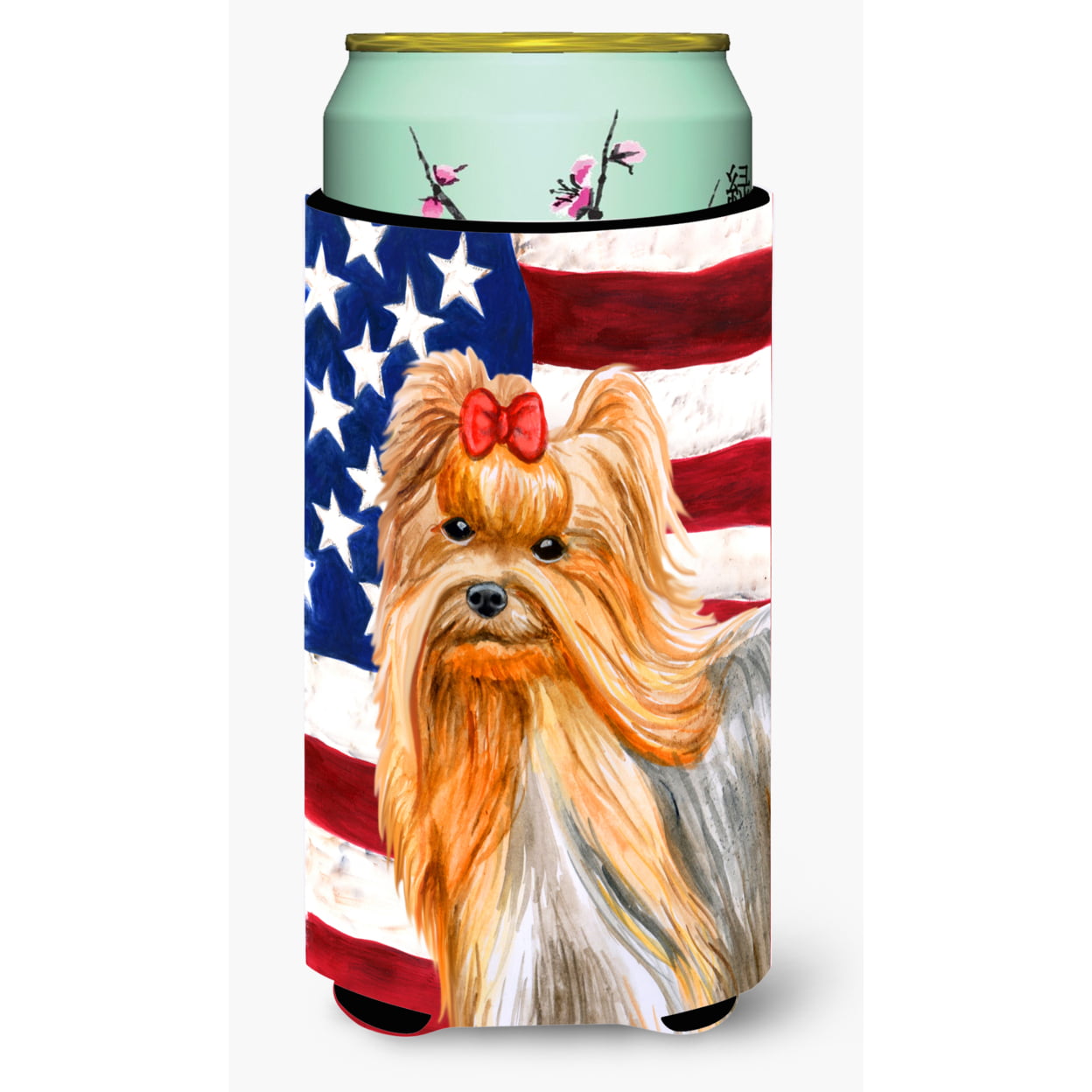 Yorkshire Terrier Patriotic Tall Boy Beverage Insulator Hugger