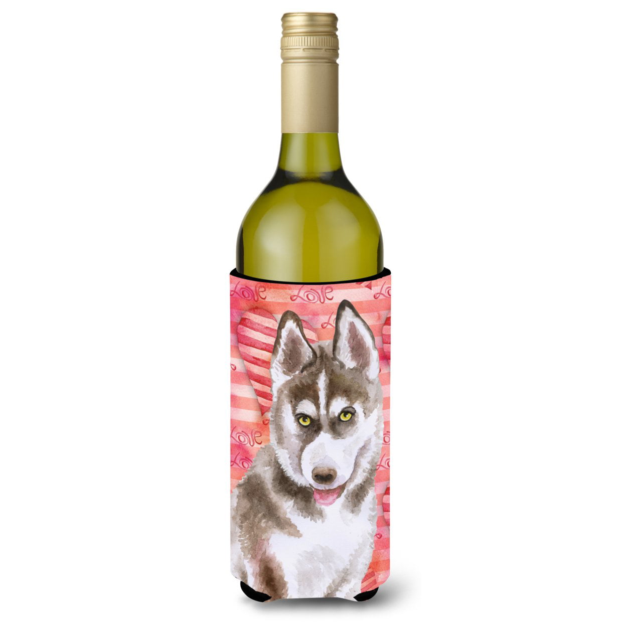 Siberian Husky Grey Love Wine Bottle Beverge Insulator Hugger