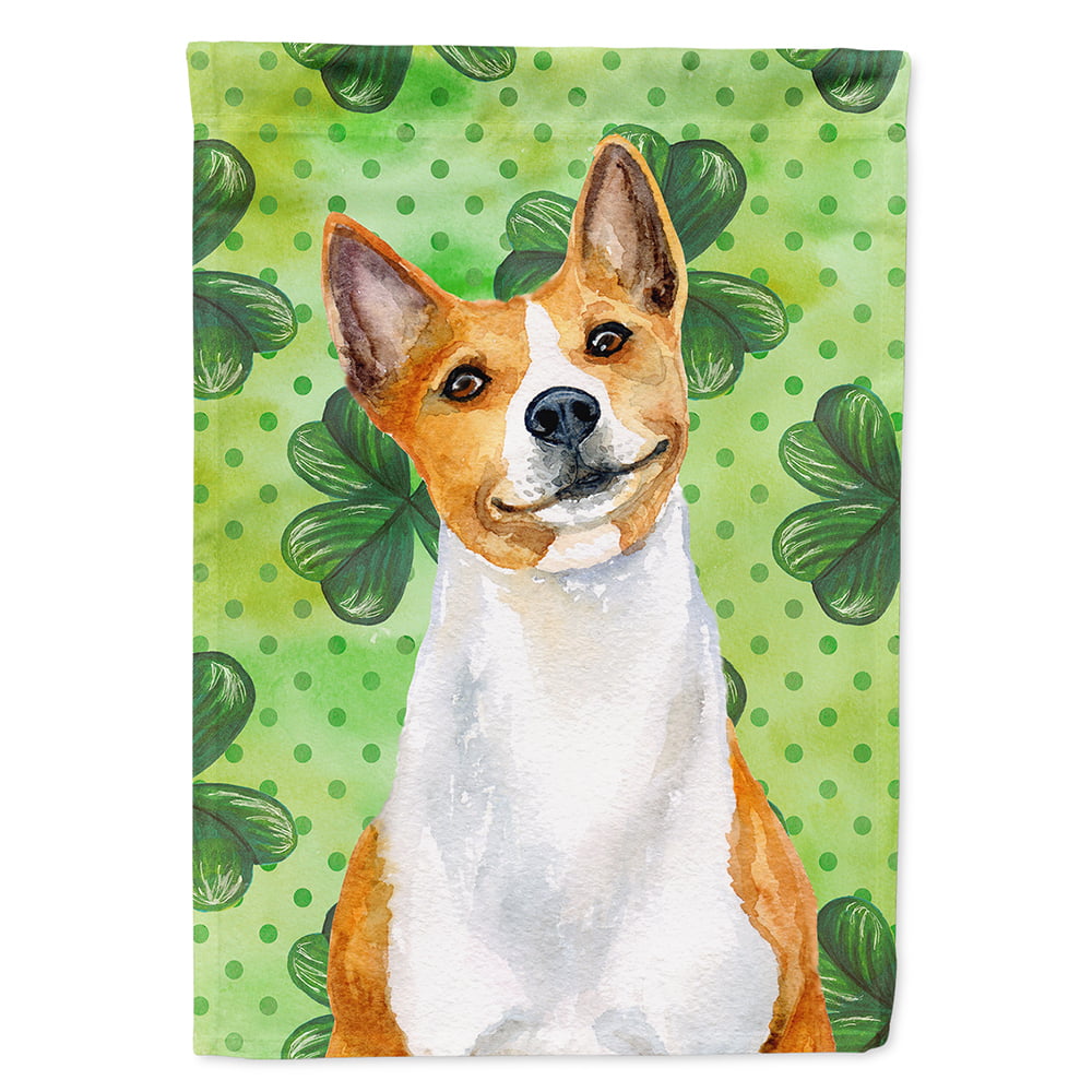 BB9866CHF Basenji Saint Patricks Flag Canvas - House Size