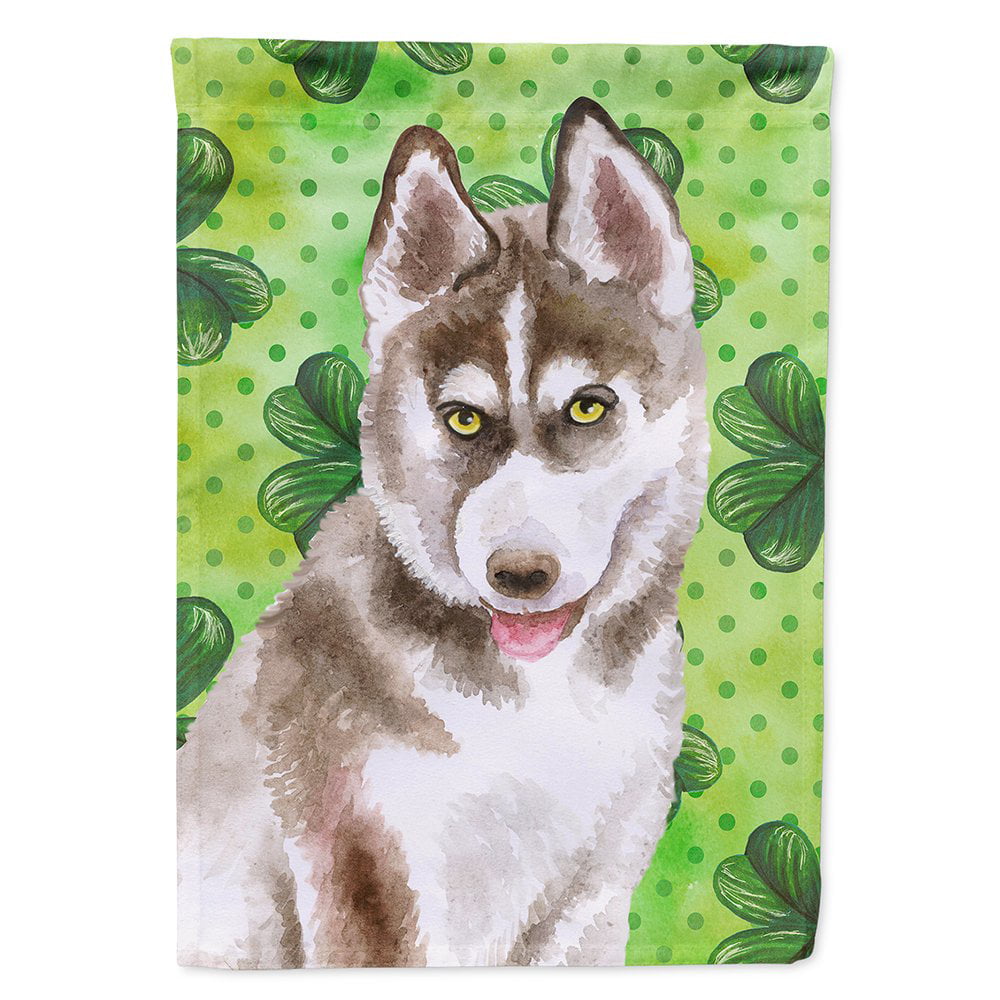 Siberian Husky Grey Saint Patricks Flag Canvas - House Size