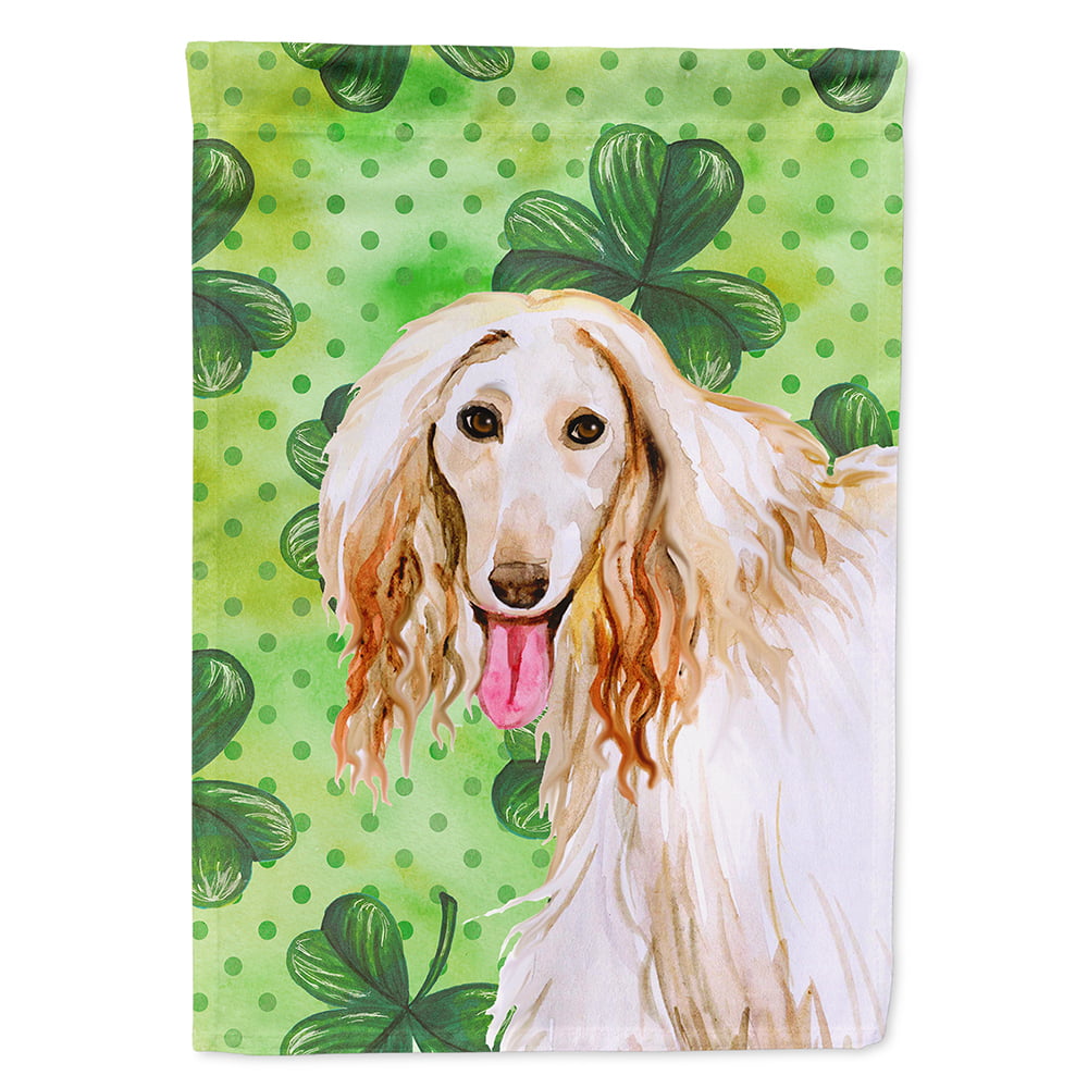 BB9876CHF Afghan Hound Saint Patricks Flag Canvas - House Size