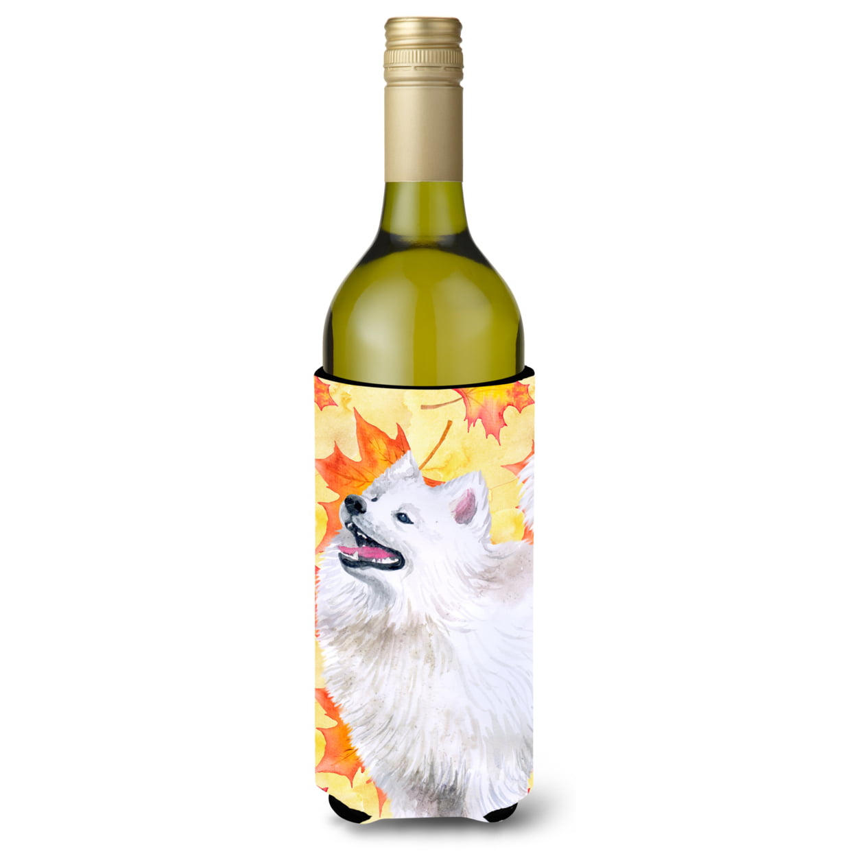 BB9952LITERK Samoyed Fall Wine Bottle Beverge Insulator Hugger