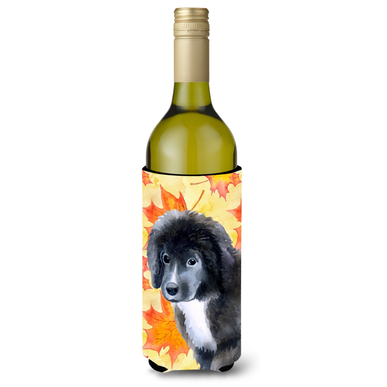 Newfoundland Puppy Fall Wine Bottle Beverge Insulator Hugger