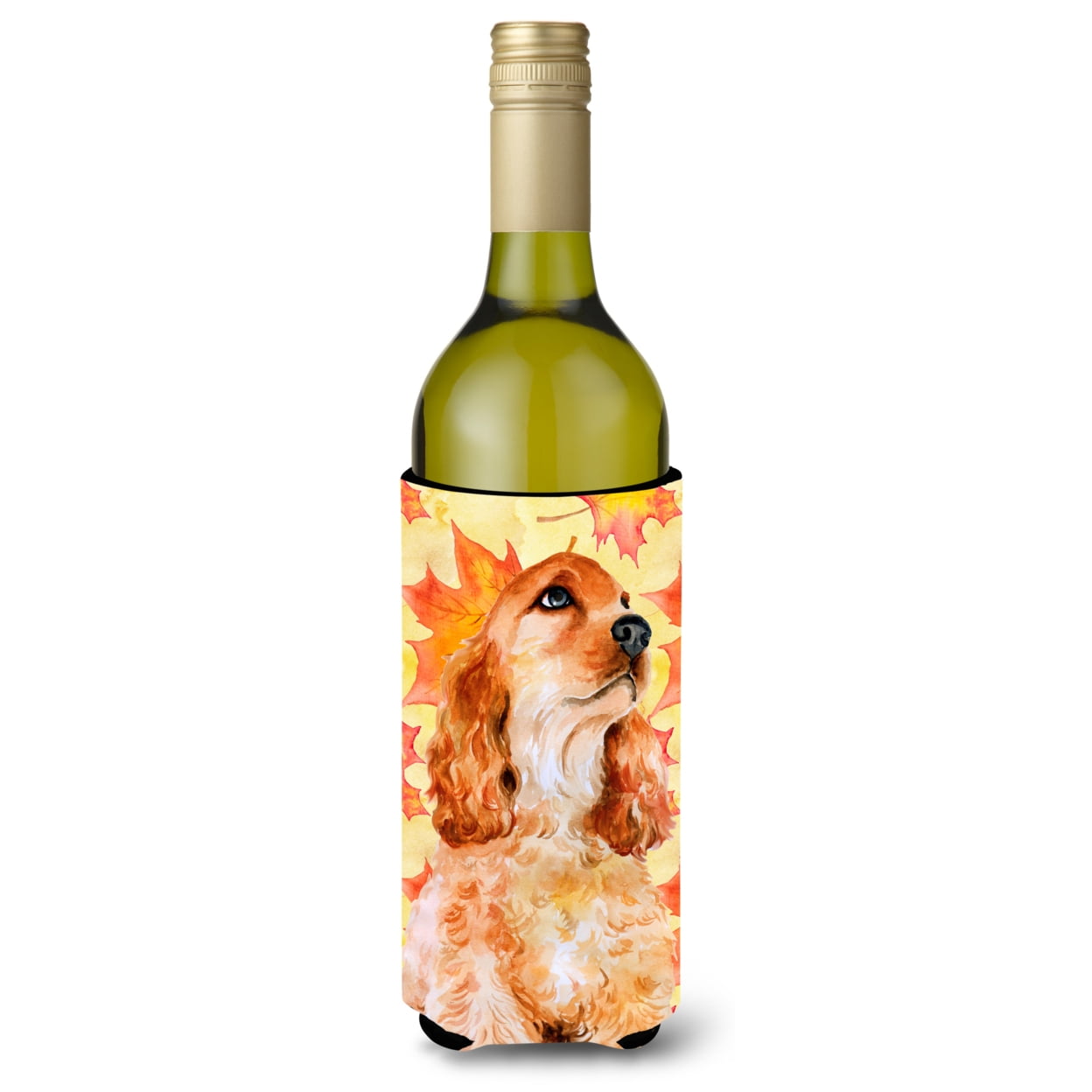 BB9967LITERK Cocker Spaniel Fall Wine Bottle Beverge Insulator Hugger