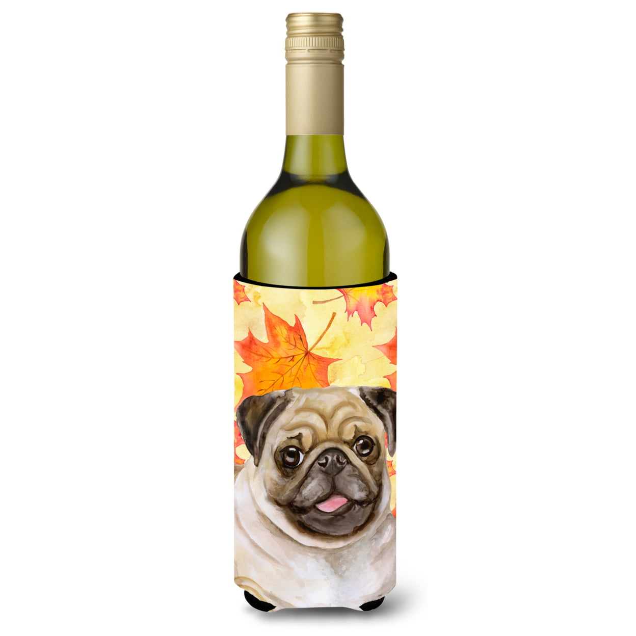 Fawn Pug Fall Wine Bottle Beverge Insulator Hugger