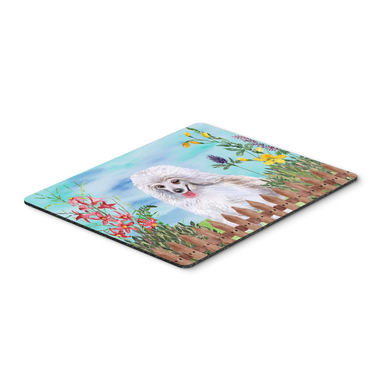 CK1245MP Medium White Poodle Spring Mouse Pad, Hot Pad or Trivet