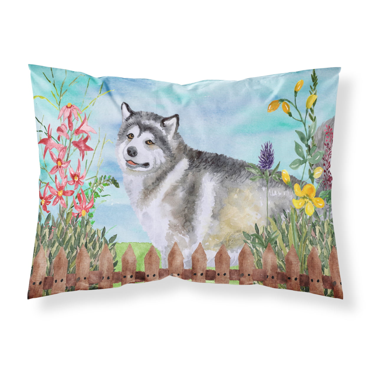 Alaskan Malamute Spring Fabric Standard Pillowcase