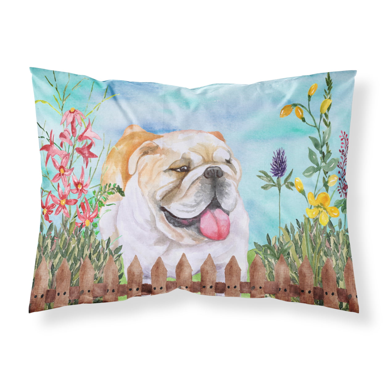 English Bulldog Spring Fabric Standard Pillowcase