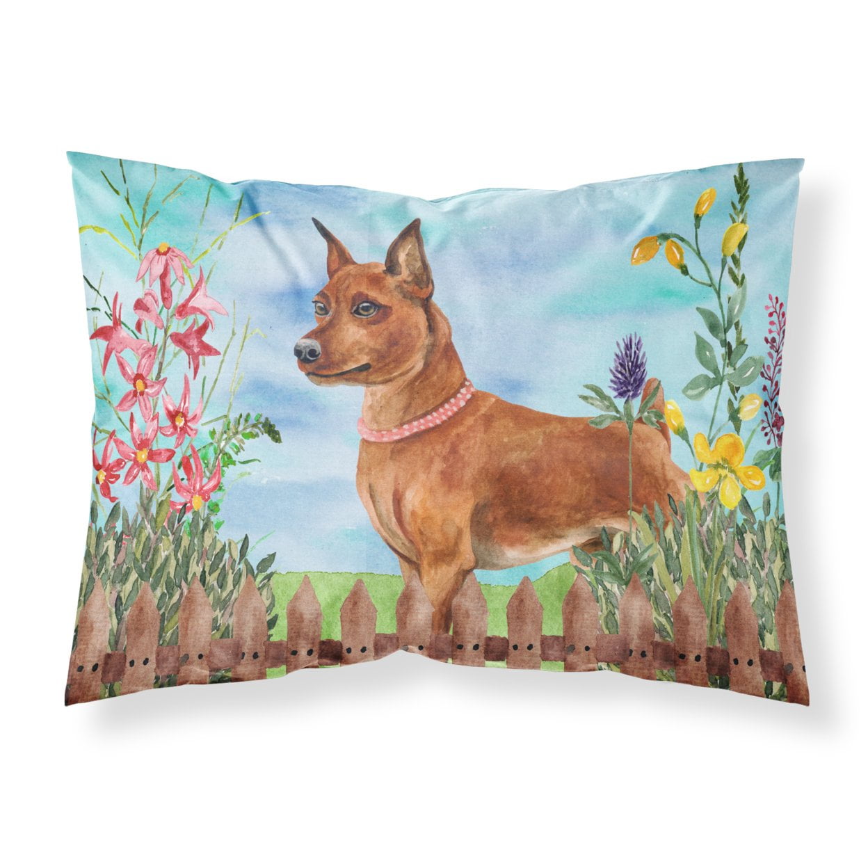 Miniature Pinscher Spring Fabric Standard Pillowcase