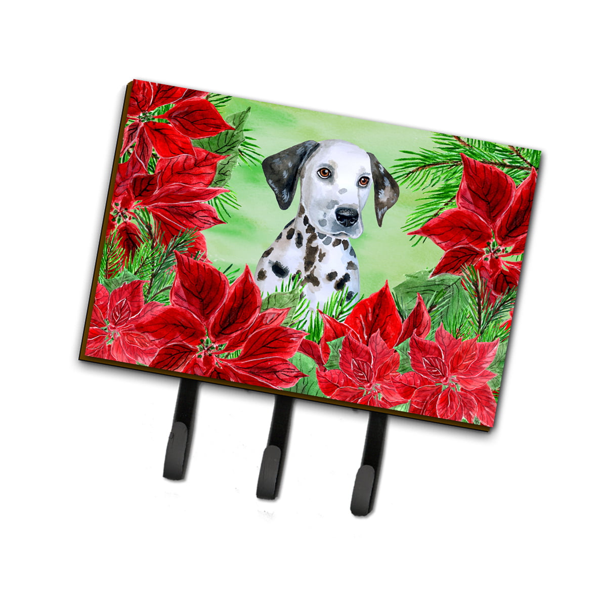 Dalmatian Puppy Poinsettas Leash or Key Holder