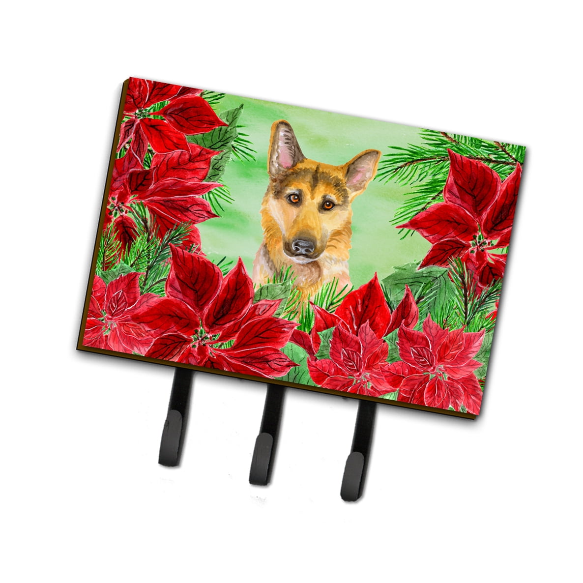 German Shepherd No 2 Poinsettas Leash or Key Holder
