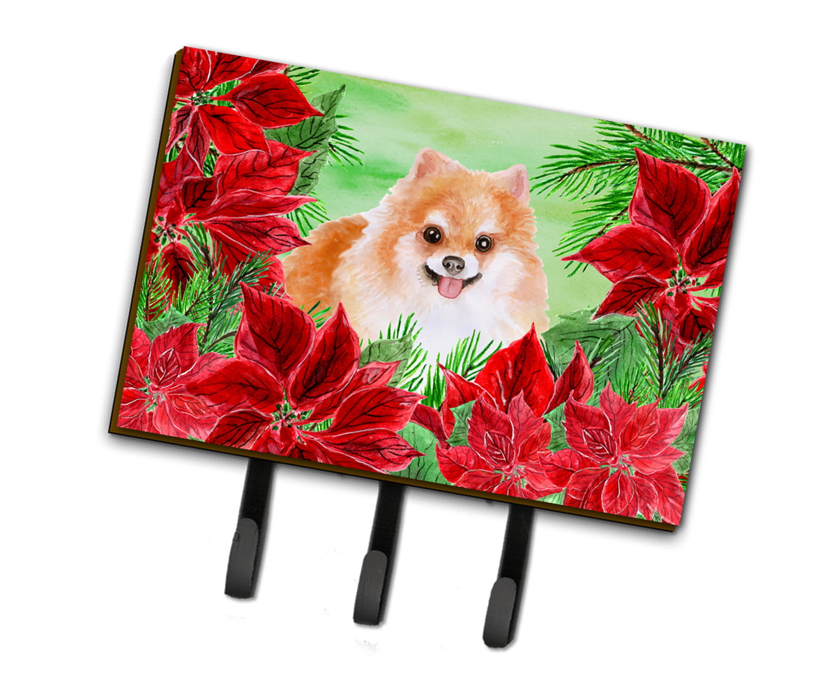 Pomeranian No 2 Poinsettas Leash or Key Holder
